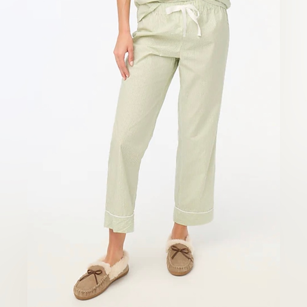 NWT j crew green white striped cotton pajama pants size medium